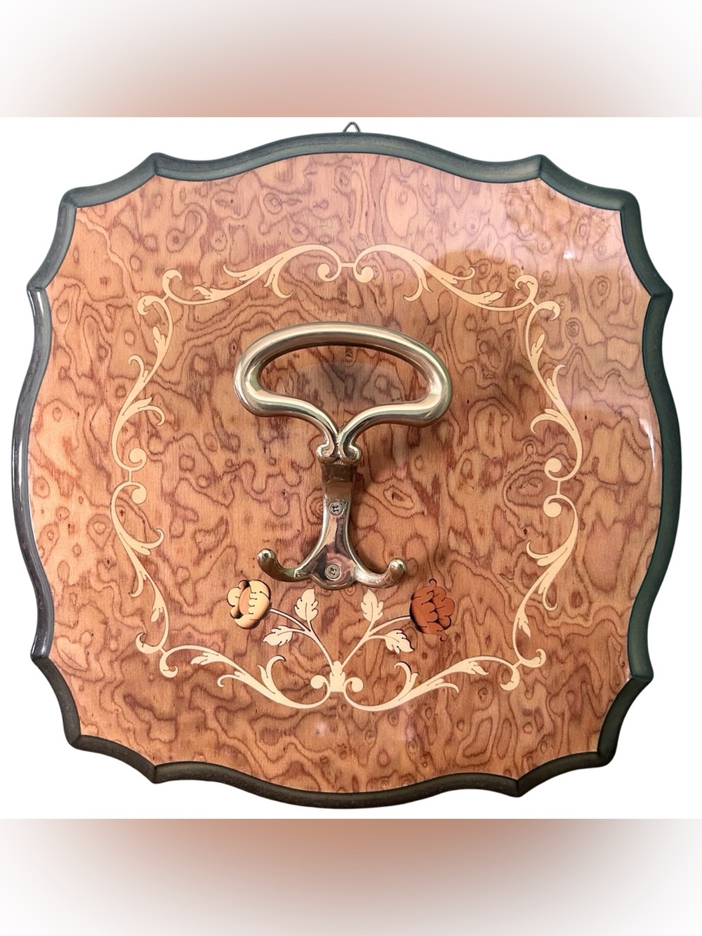 Vintage Sorrento Italy Inlaid Marquetry Coat Hanger Wall Plaque